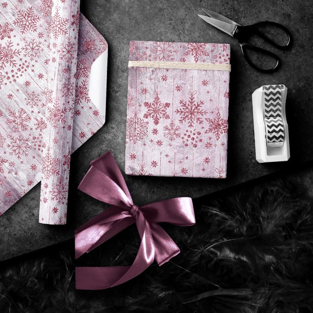 Papel De Regalo Espaldas de nieve rusas | Patrón de madera rosa de (Subido por el creador)