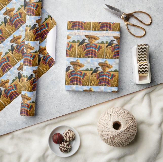 Papel De Regalo Espantapájaros con sombrero y poncho (Artesanía)