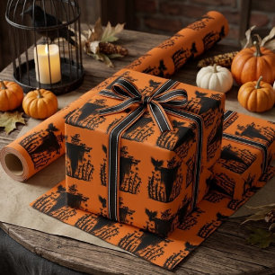 Papel De Regalo Espantapájaros de Halloween Gótico Espeluznante en