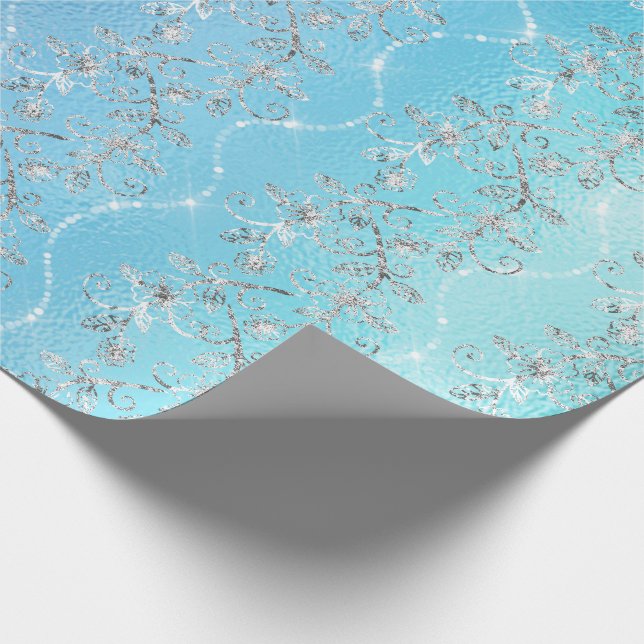 Papel De Regalo Esparkly Diamonds Glass Gris Gris Blue Ocean Glass (Esquina)