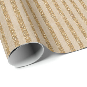 Papel De Regalo Esparkly Faux Purpurina Stripes Kraft Paper
