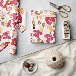 Papel De Regalo Especia Abundante Botánica de Cascanueces Rojo