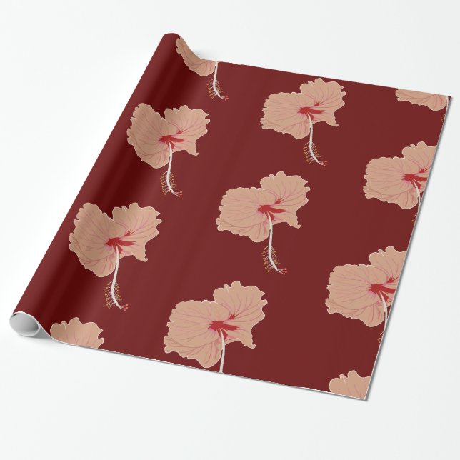 Papel De Regalo Especial de Arte Floral de Hibiscus (Desenrollado)