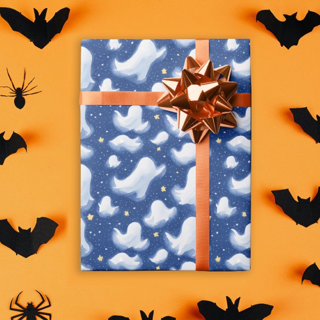 Papel De Regalo Espectacular Fantasma Halloween Estelar Nocturna (Subido por el creador)