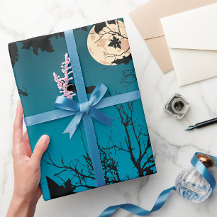 Papel De Regalo Espectacular fiesta de Halloween Luna llena y bate