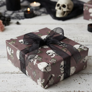Papel De Regalo Espectacular Maroon Purple Small Skull Halloween