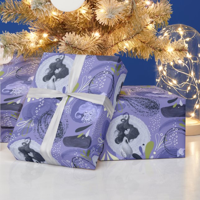 Papel De Regalo Espectacular patrón abstracto púrpura de las Siren (Vacaciones)