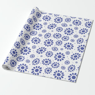 Papel De Regalo Espectacular patrón de marejada azul blanco abstra