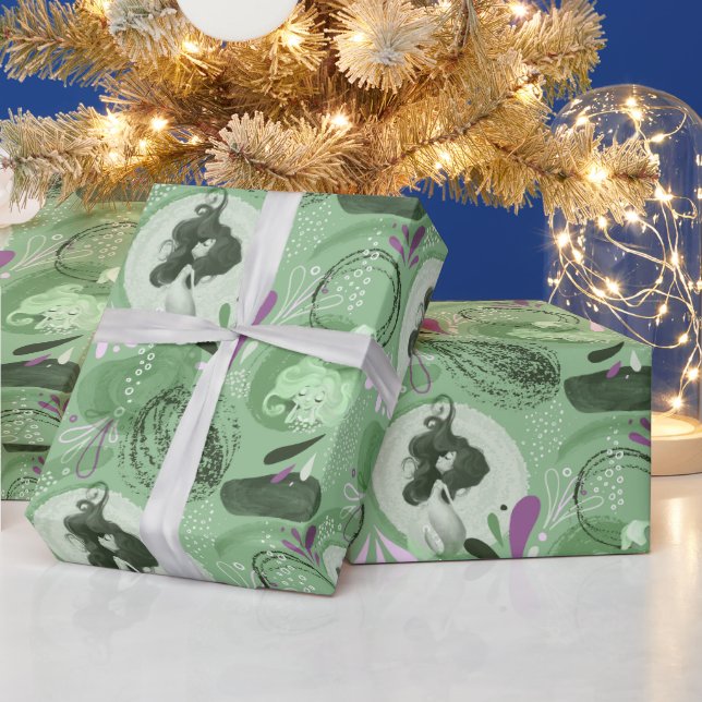 Papel De Regalo Espectacular patrón de resumen verde de las sirena (Vacaciones)