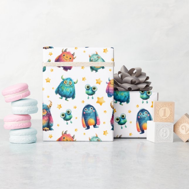 Papel De Regalo Espectacular patrón monstruoso fiesta de cumpleaño (Baby Shower)