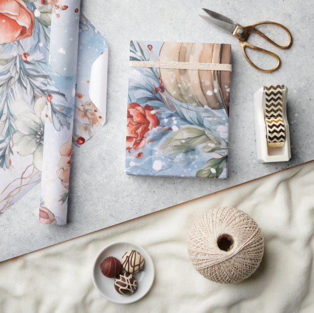 Papel De Regalo Espectacular regalo de muñeco de nieve con flores  (Artesanía)