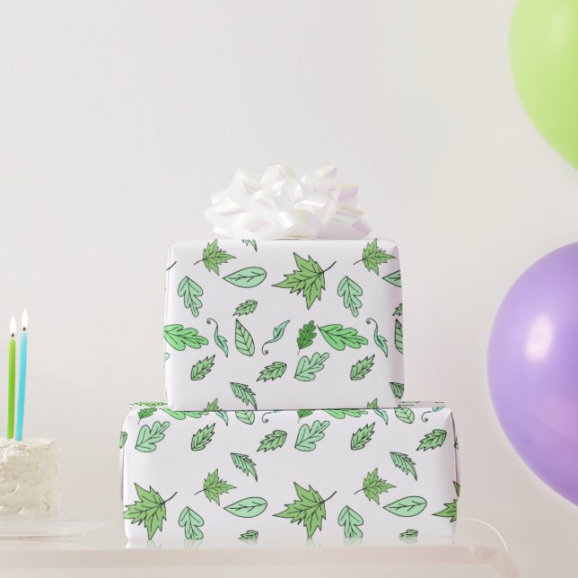 Papel De Regalo Espectaculares hojas de suelo de bosque verde (Regalos de fiesta)