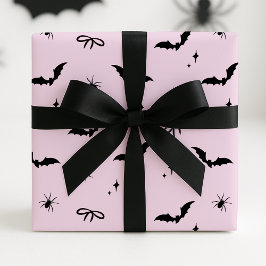 Papel De Regalo Espectaculares murciélagos rosados de Halloween, a