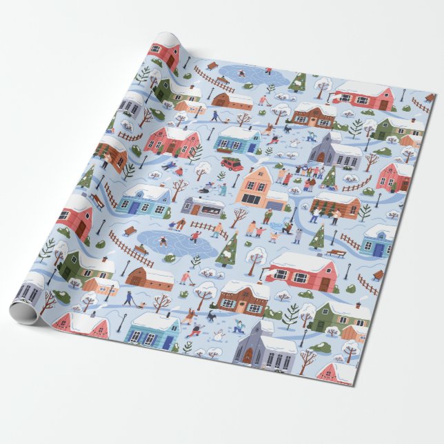 Papel De Regalo Espectaculares Navidades nórdicos de Higgys Villag (Desenrollado)