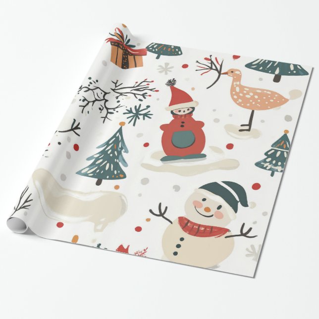 Papel De Regalo Espectaculares patrones de Navidades de invierno (Desenrollado)