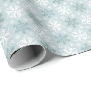 Papel De Regalo Espectáculo azul de copo de nieve blanco Verde az