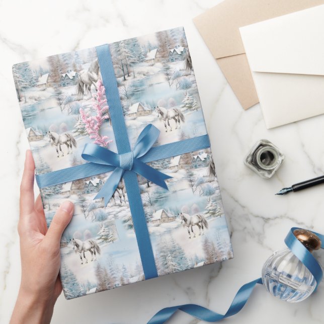 Papel De Regalo Espectáculo de invierno nevado en el bosque (Regalar)