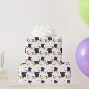 Papel De Regalo Espectáculo de Magia Sombrero de Mago Varita Dados