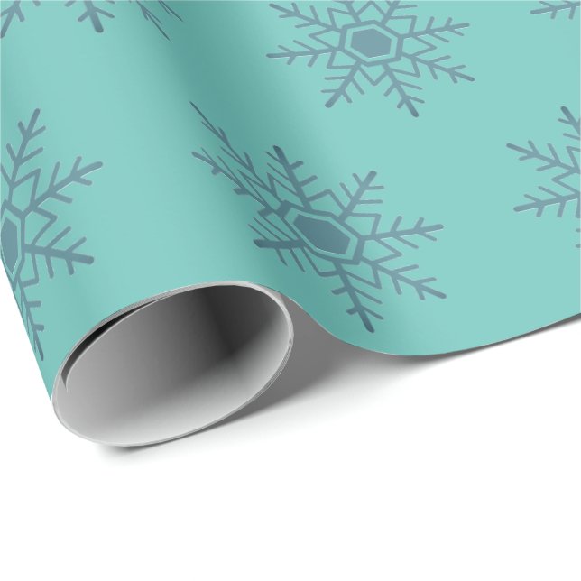 Papel De Regalo Espectáculo de nieve Patrón azul Motif Invierno (Esquina del rollo)