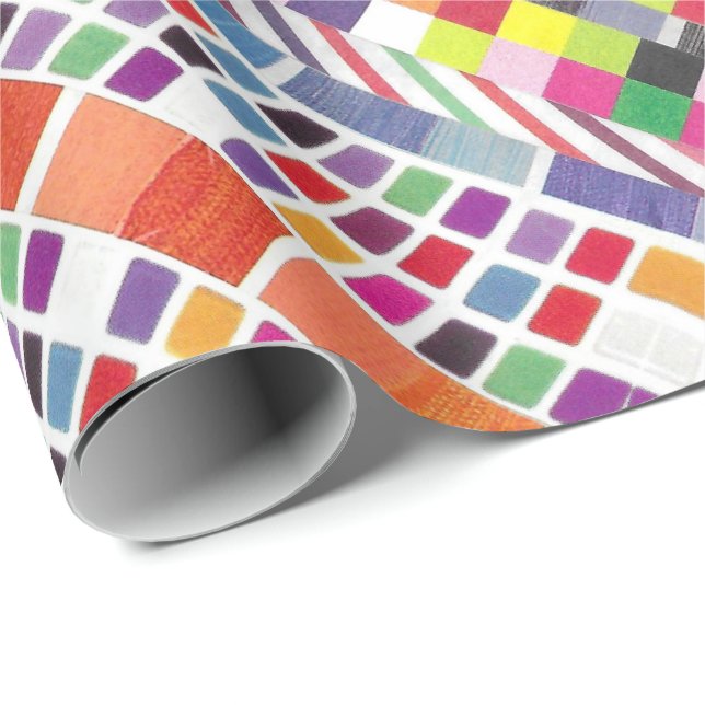 Papel De Regalo Espectadores rojos y píxeles coloridos (Esquina del rollo)