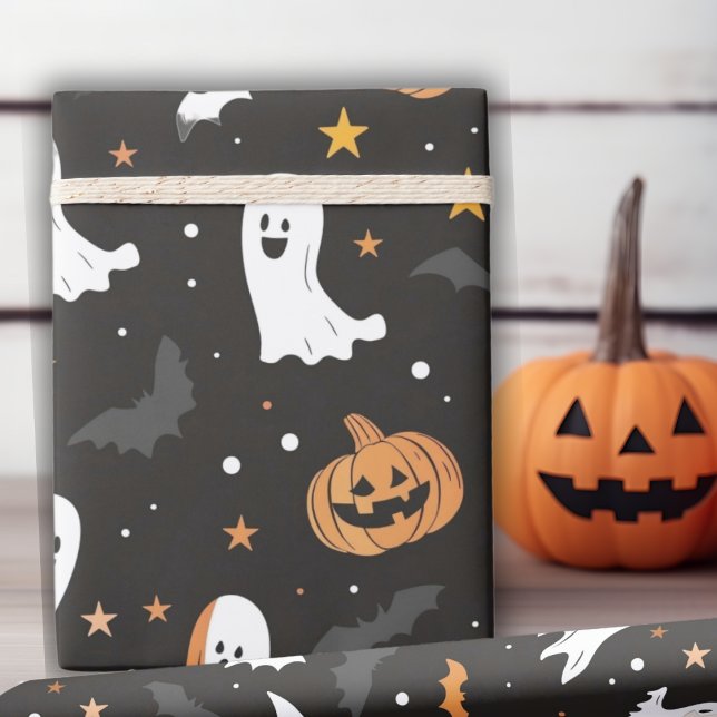 Papel De Regalo Espectro De Espectro Y Ghoulish Gourds Halloween (Spooky Specters And Ghoulish Gourds Halloween Wrapping Paper)