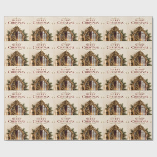 Papel De Regalo Espejo Antiguo Elegante Navidad, Europeo Vintage