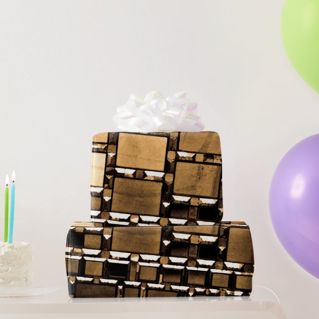 Papel De Regalo Espejos de sepia geométricos (Regalos de fiesta)