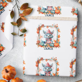 Papel De Regalo Espeluznante caprichoso zorro parche de calabaza H
