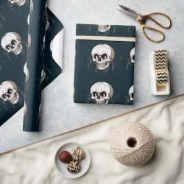 Papel De Regalo Espeluznante cráneo derretido de Halloween con ima