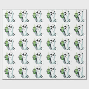 Papel De Regalo Espeluznante Fantasma Bebiendo Matcha