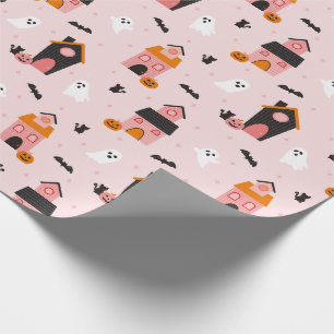 Papel De Regalo Espeluznante Patrón de casas embrujadas de Hallowe