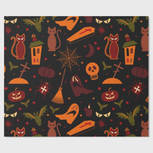 Papel De Regalo Espeluznante patrón de Halloween (Superficie plana)