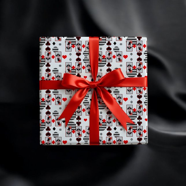 Papel De Regalo Espeluznante Payaso Horror Halloween (Creepy clown circus gift wrap in red, black and white, perfect for spooky Halloween gifts.)