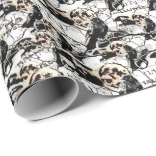 Papel De Regalo Espeluznante Raven Gótico En Halloween Adulto De L