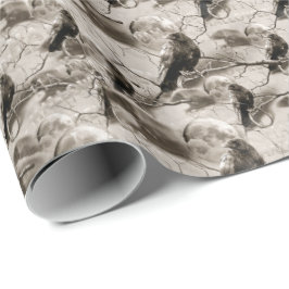 Papel De Regalo Espeluznante Raven Gótico En Halloween Adulto De L