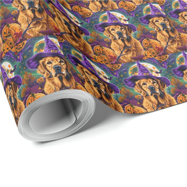 Papel De Regalo Espeluznante Tirador de Oro Halloween (Esquina del rollo)