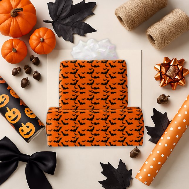 Papel De Regalo Espeluznantes murciélagos negros en Halloween Nara (Subido por el creador)