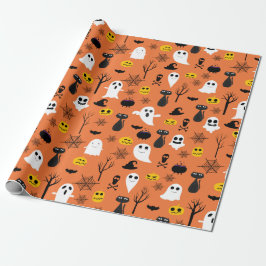 Papel De Regalo Espeluznantes símbolos clásicos de Halloween Patró