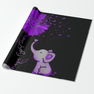 Papel De Regalo Esperanza contra la cinta morada del elefante Alzh