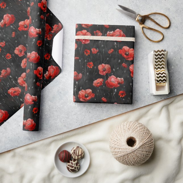 Papel De Regalo Espías rojas en negro (Artesanía)
