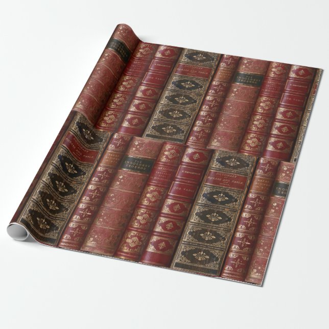 Papel De Regalo Espinas de libros muy antiguas (Desenrollado)