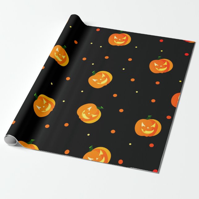 Papel De Regalo Espinoso Jack-o'-lantern Pattern Halloween Party (Desenrollado)