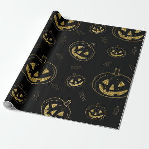 Papel De Regalo Espinoso regalo de Halloween con calabaza negra de