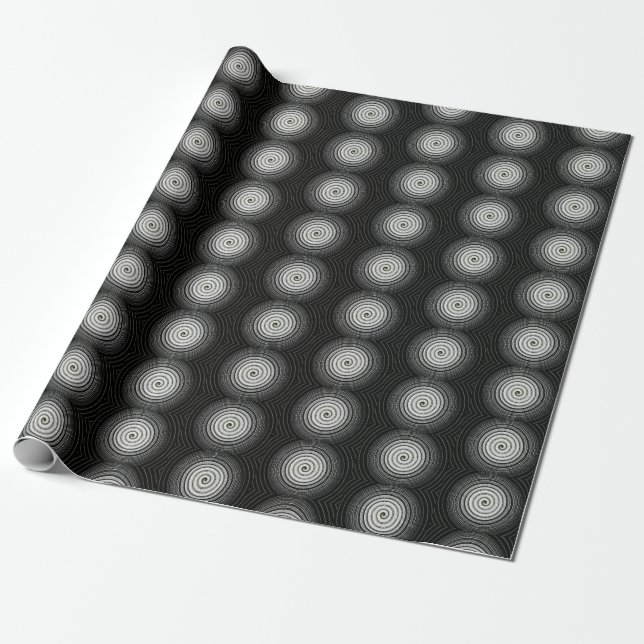 Papel De Regalo Espiral negra y blanca (Desenrollado)