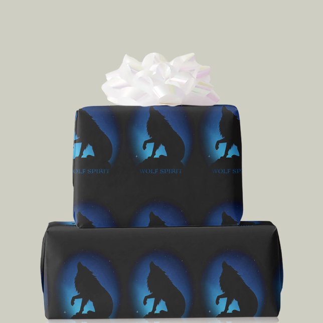 Papel De Regalo Espíritu lobo lobos de lobo negro envoltura de reg (Subido por el creador)