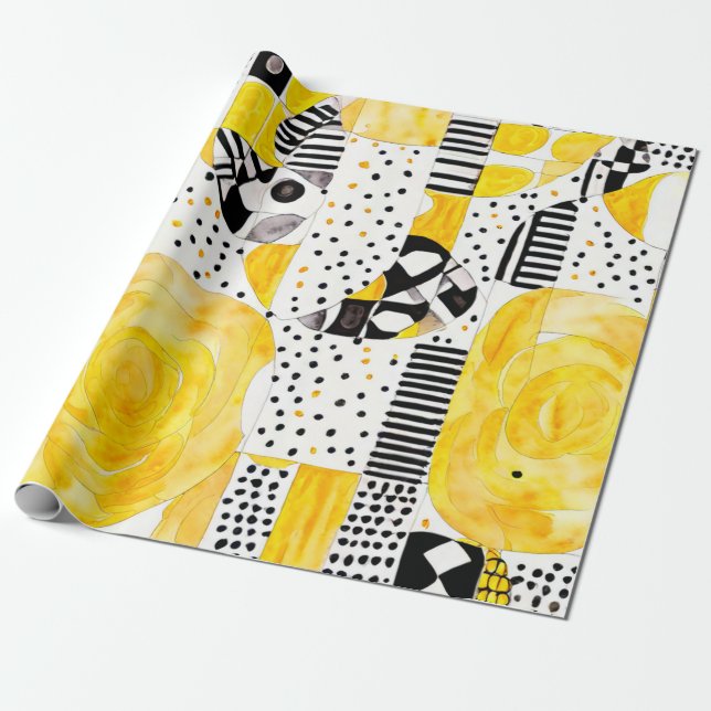 Papel De Regalo Espíritu solar: patrones amarillos y nativos (Desenrollado)