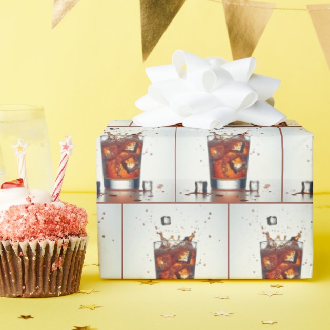 Papel De Regalo Esplando Cubos De Hielo En Whisky (Fiesta de cumpleaños )