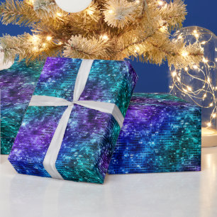 Papel De Regalo Esplendor Oceánico Purpura y Brillo Teal