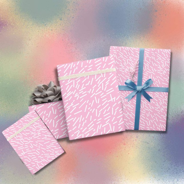 Papel De Regalo Espolvorines blancos sobre fondo rosado (Pink & white sprinkles Wrapping paper. ideal for birthdays, baby showers etc. Multilingual project.)