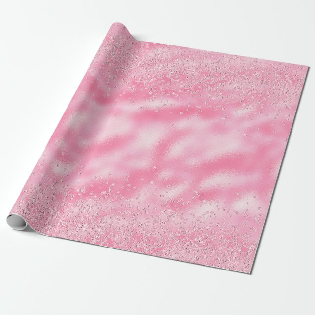 Papel De Regalo Espuma De Diamante De Confetti Rosa Girona (Desenrollado)